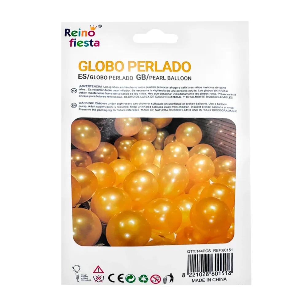Paquete con 50 globos en tono dorado de 10´-25cm / globo perlado / 60151