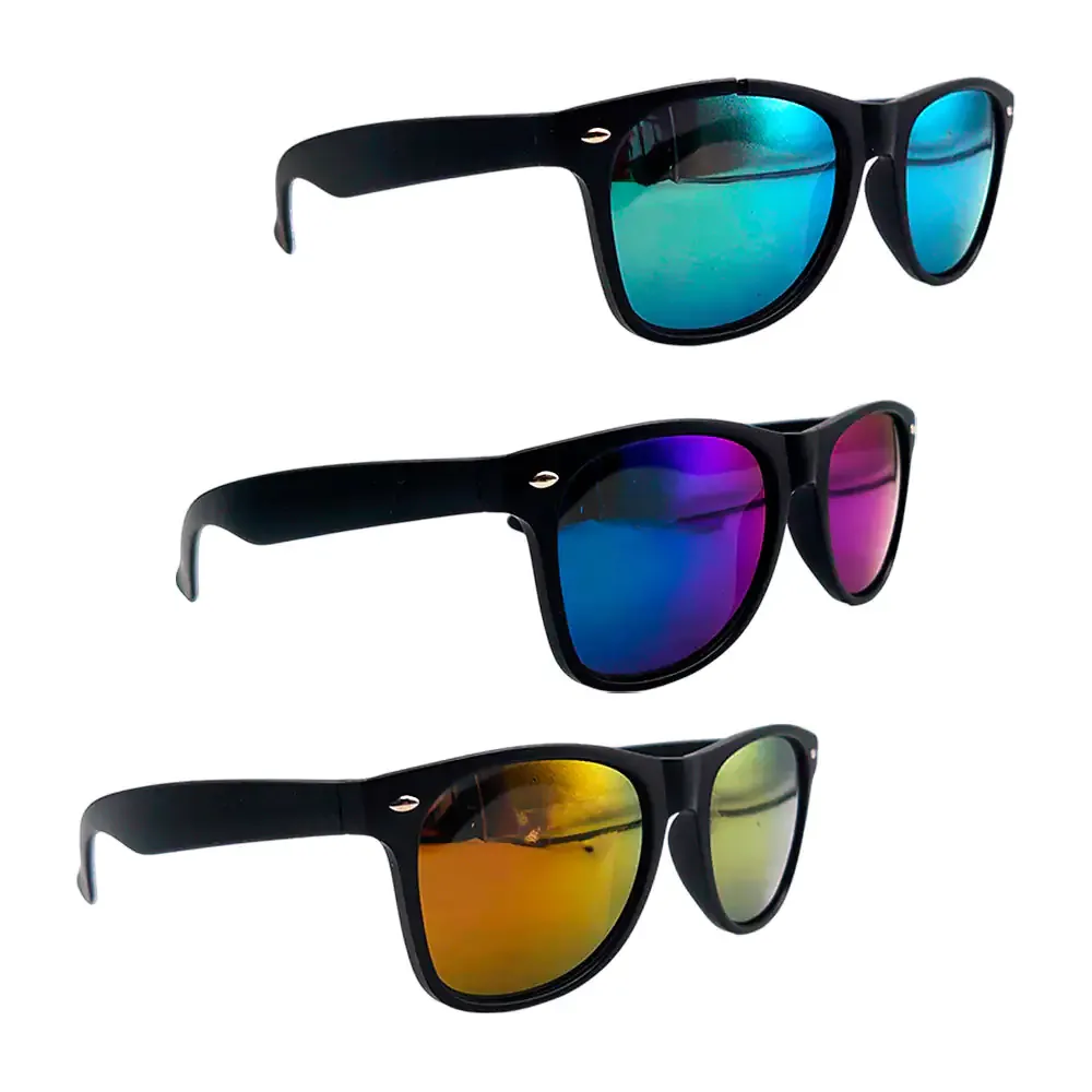 Lentes - gafas de sol para adulto con armazón negro y mica tipo espejo / ca020