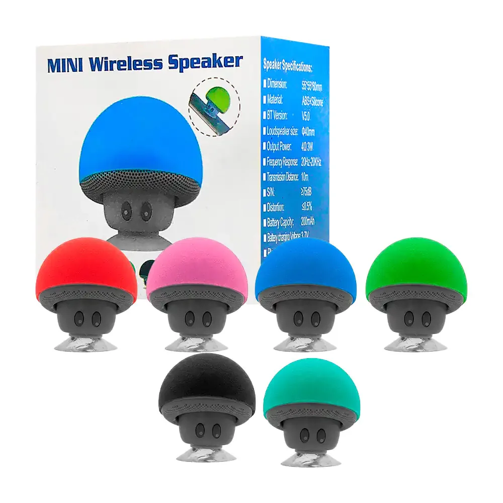 Mini bocina bluetooth en forma de hongo con ventosa, variedad de colores / 11523 / Mini wireless speaker / xm-7121