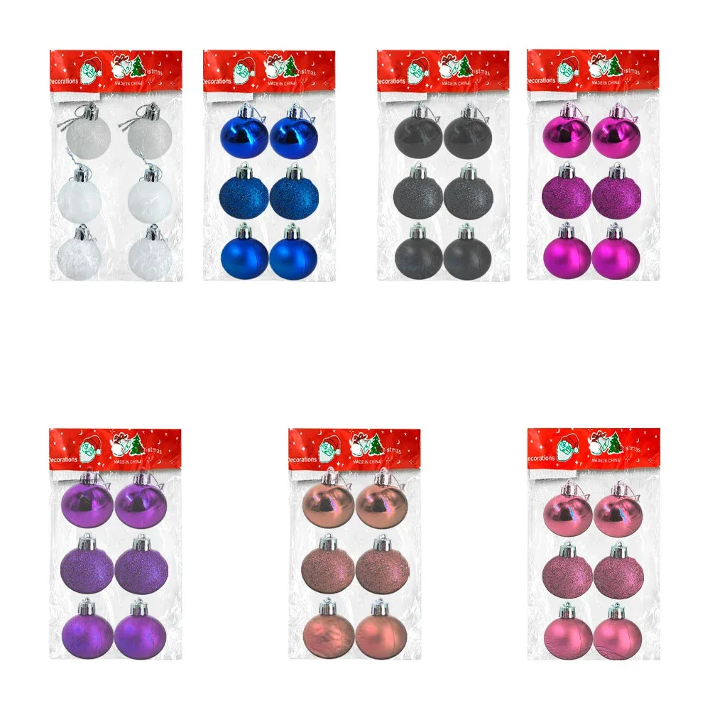 Paquete con 6 esferas navideñas de 3.5cm, variedad de colores / j4108