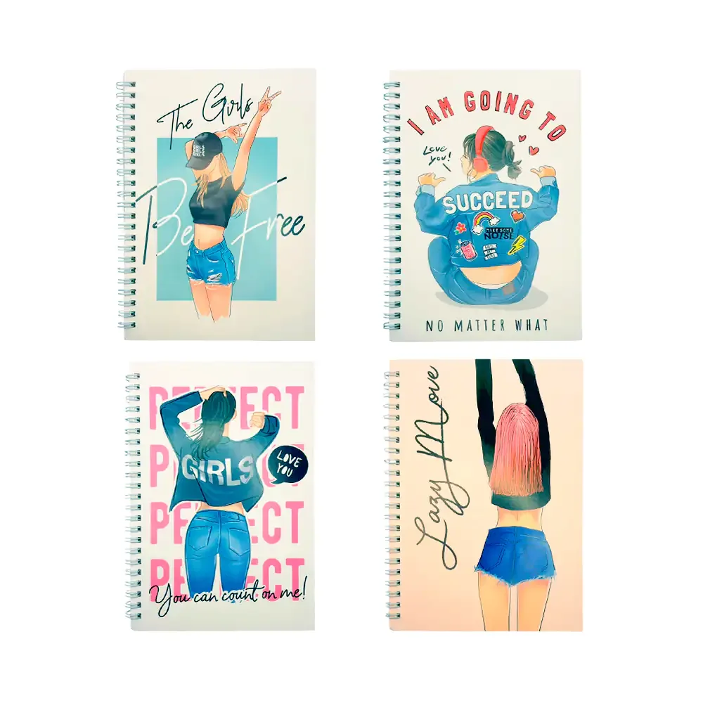 Cuaderno - libreta de raya con doble espiral y estampado vintage, variedad de modelos