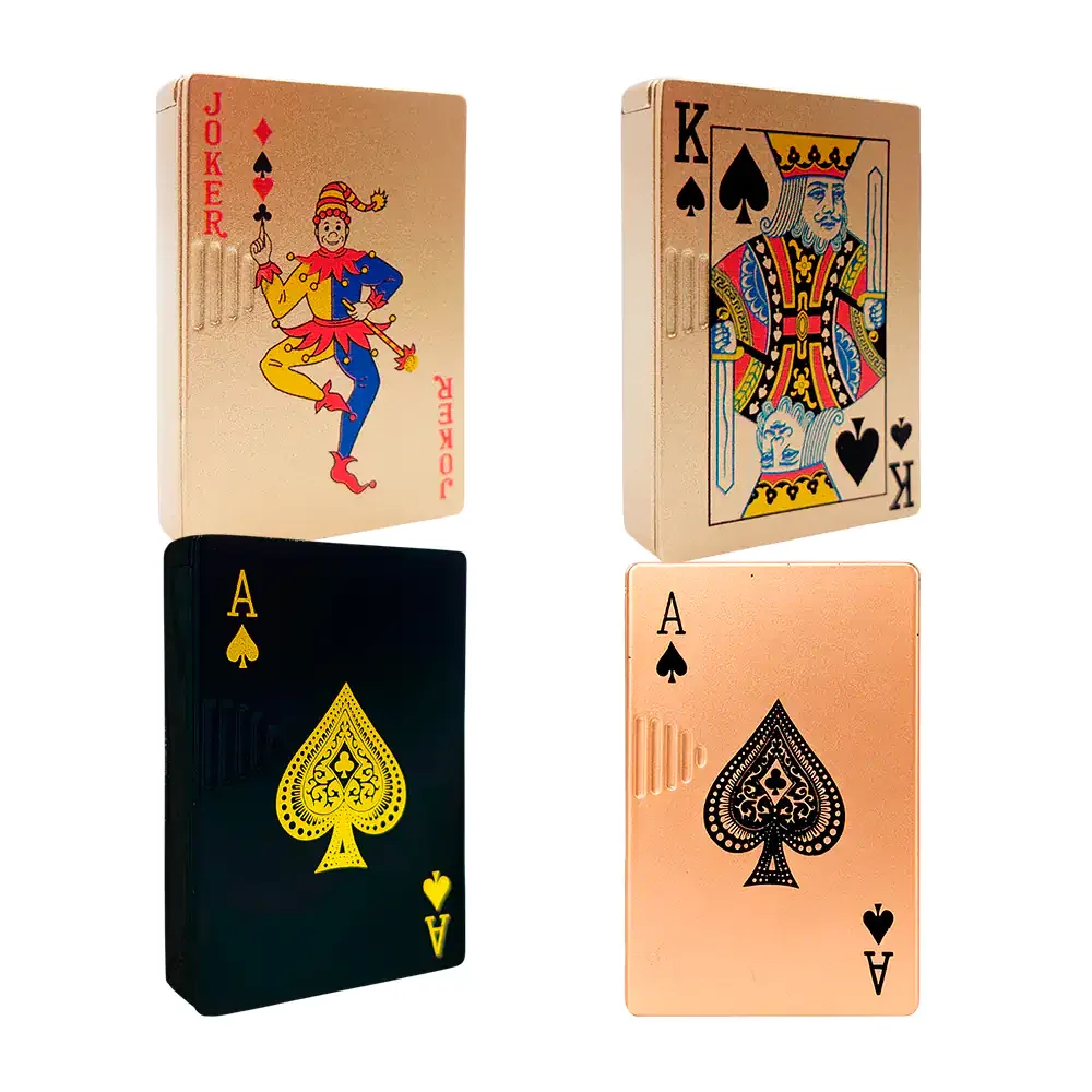 1pza Encendedor recargable rectangular con diseño de baraja pocker 5cm, variedad de colores y diseños