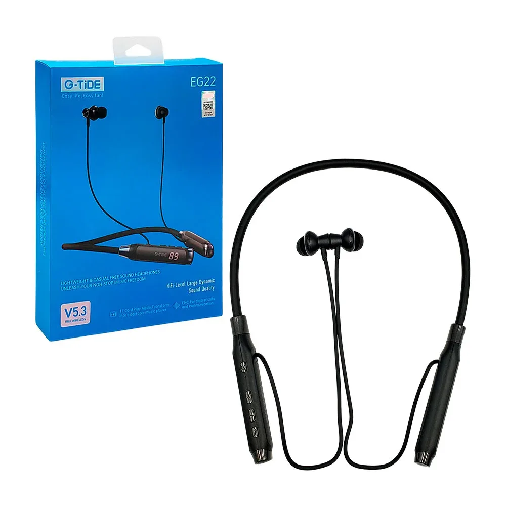 Audífonos g-tide alámbricos bluetooth con diseño de collar y pantalla led / eg22
