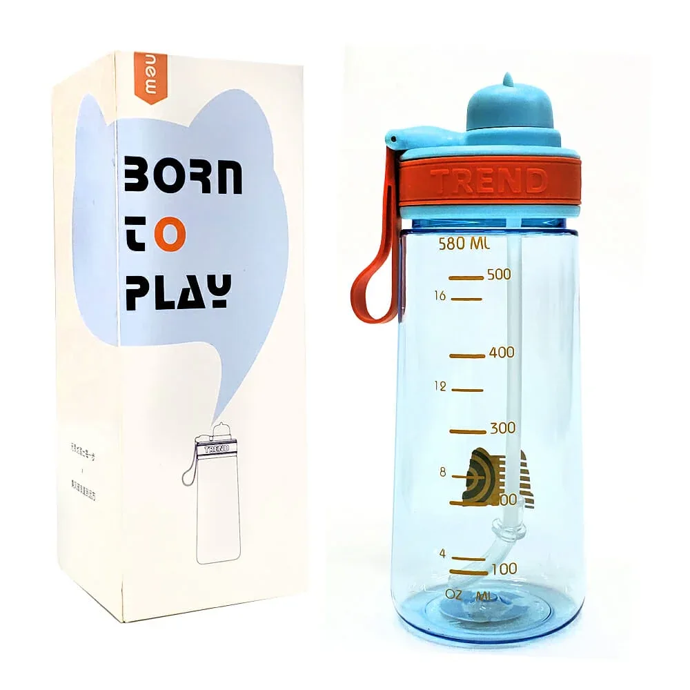 Botella de plástico infantil con capacidad de 580ml + tapa con forma de gato, variedad de colores / fb-5347