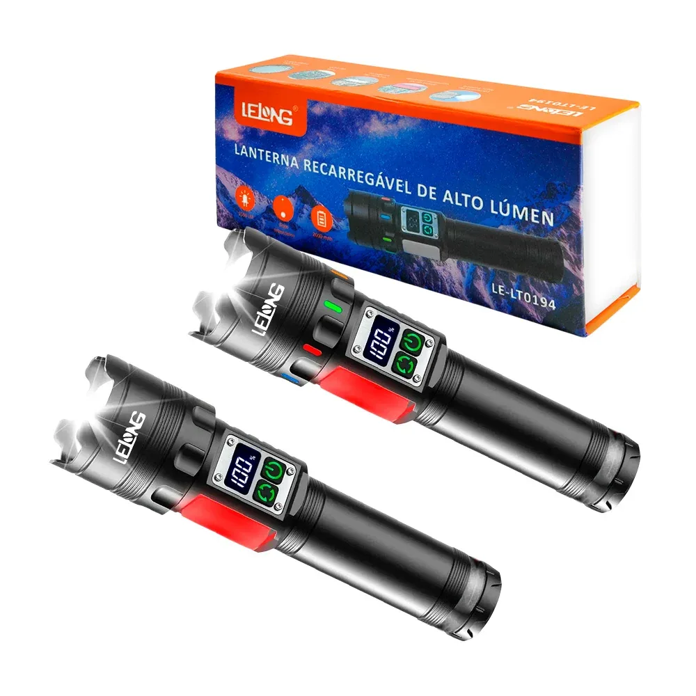 Linterna de mano recargable con distintos modos de iluminación + correa