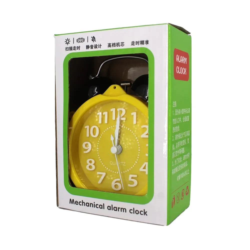 Reloj despertador redondo de plástico con campanas, diseño de mickey mouse / bh670