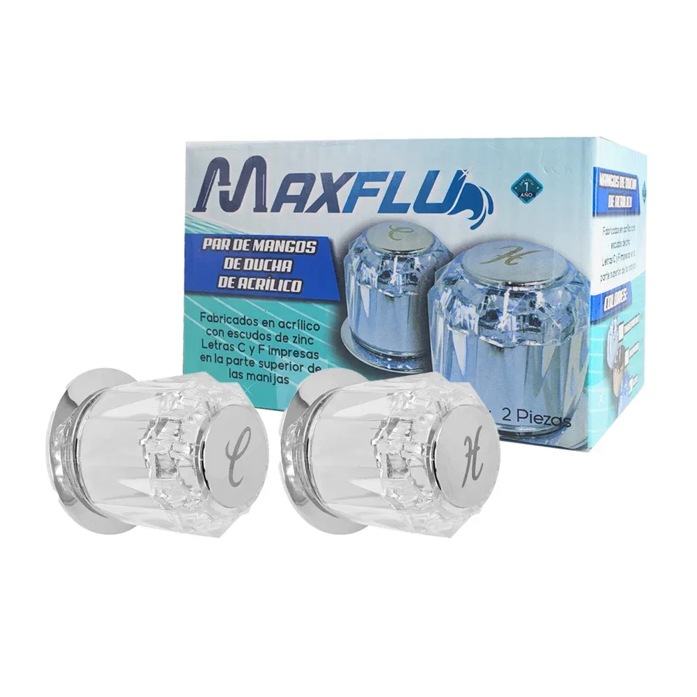 Par repuestos manijas de acrílico transparente para llave de ducha / maxflu