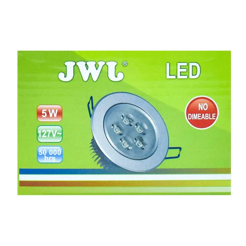 Lámpara led 5w empotrable luz dirigible orilla blanca, luz blanca. jlp-5x1b/b jwj