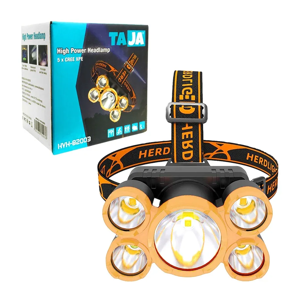 Lámpara minero, 5 focos de iluminación, ajustable, para uso rudo / hvh-82003