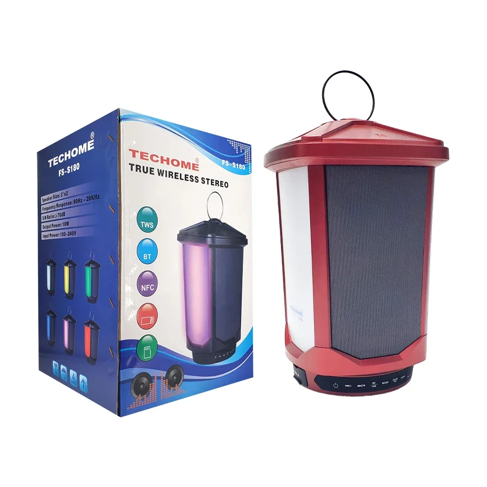 Bocina bluetooth en forma de lámpara campamento con luz led, puerto usb y micro sd de 13 pulgadas techome, variedad de colores / fs-s180