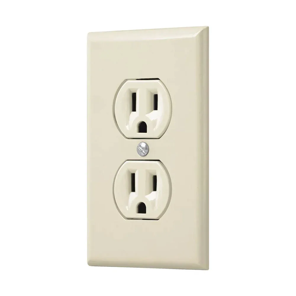 Placa enchufe de pared aksi con 2 contactos tomacorriente en color beige / 116882