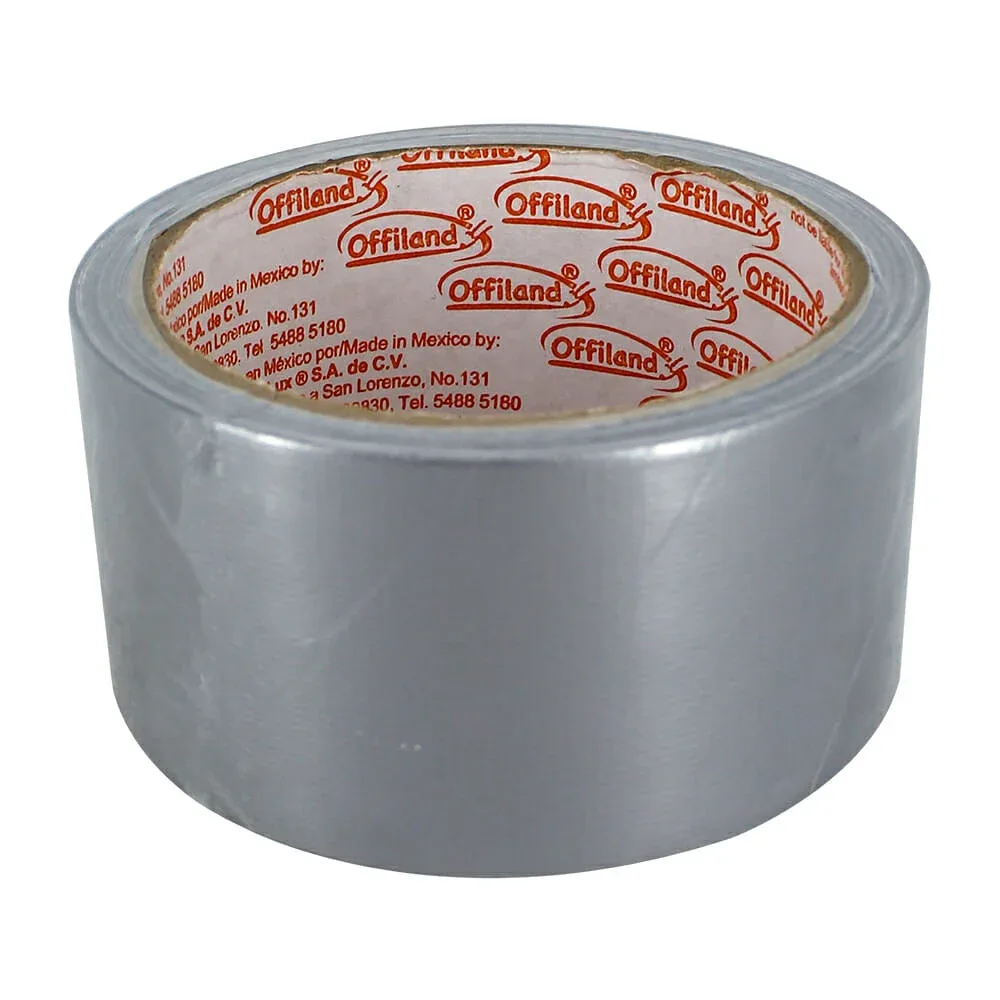 1pza Cinta multiusos duct tape offiland color gris plata de 10 metros con ancho de 48mm  / 529170
