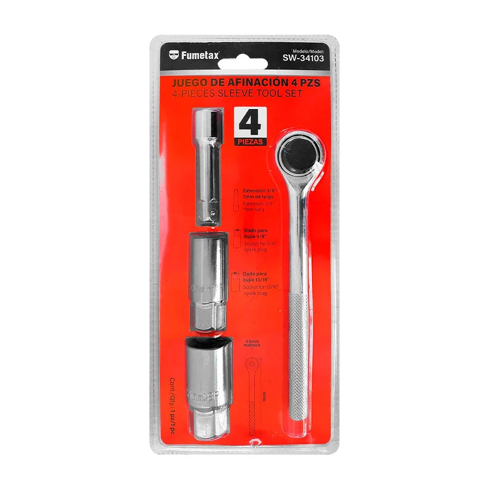 Juego de afinación con llave chicharra-matraca de 18cm y 3 dados, 3/8-5/8,13/16