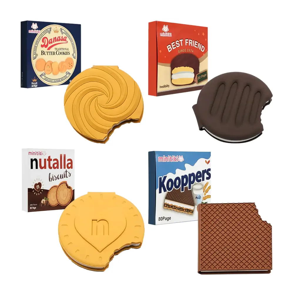 Mini libreta de silicona con 80 hojas en forma de galleta con mordida + aroma a chocolate