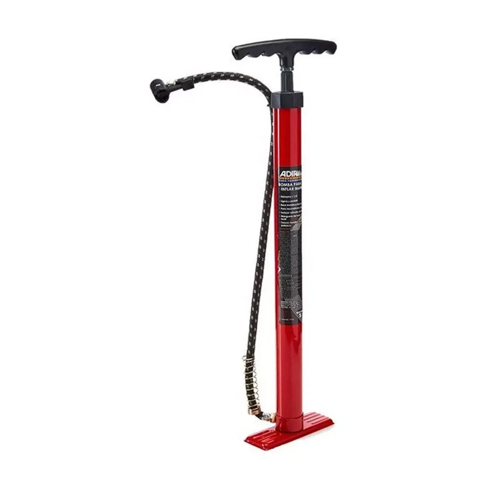 Bomba manual reforzada con base metálica para inflar neumáticos y balones, 15 pulgadas / 1270 / adir