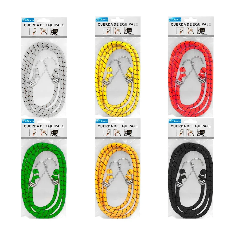 Cuerda de equipaje circular de 8mmx1.5m con gancho, variedad de colores / 13568