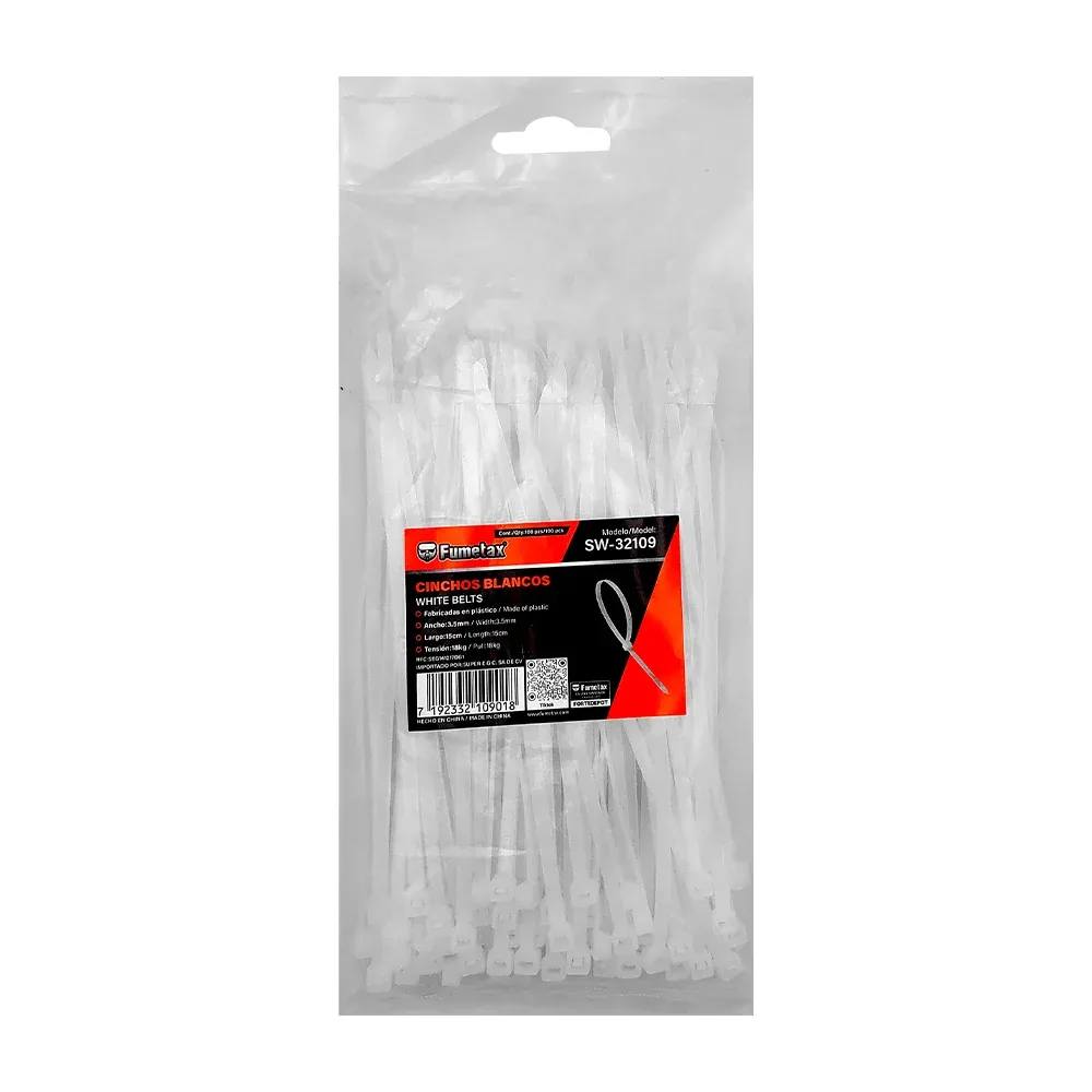 Cinchos blancos fumetax de 15cm y 3.5mm de plástico / sw-32109