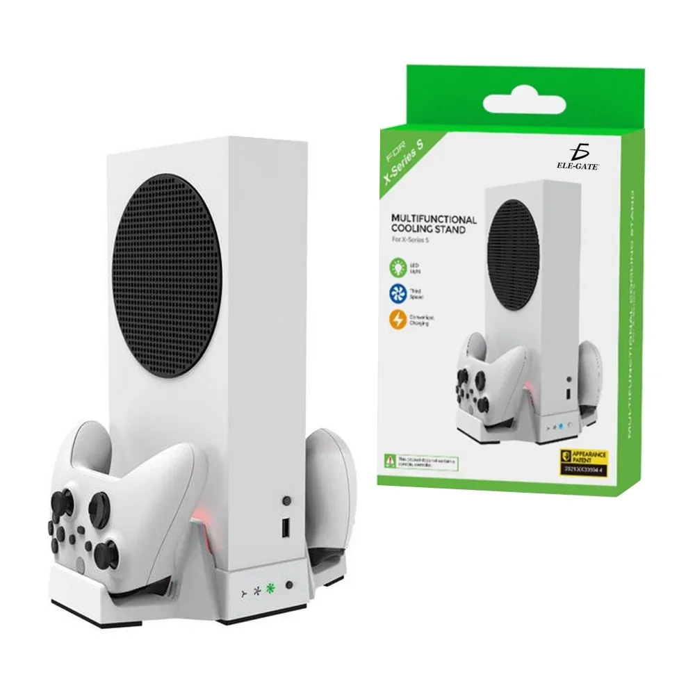 Base enfriadora multifuncional para xbox series s con 2 cargadores de control