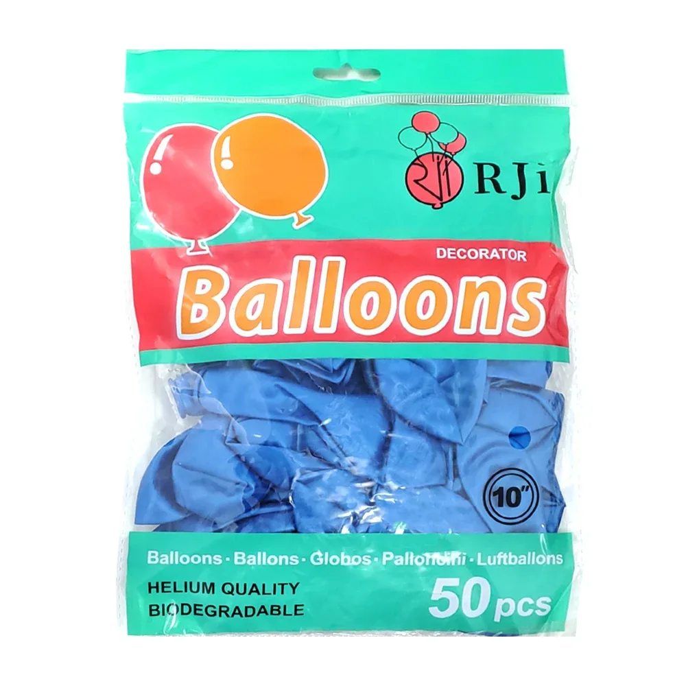 Paquete con 50 globos de látex rji de 10 pulgadas en color azul perla / 660389-5