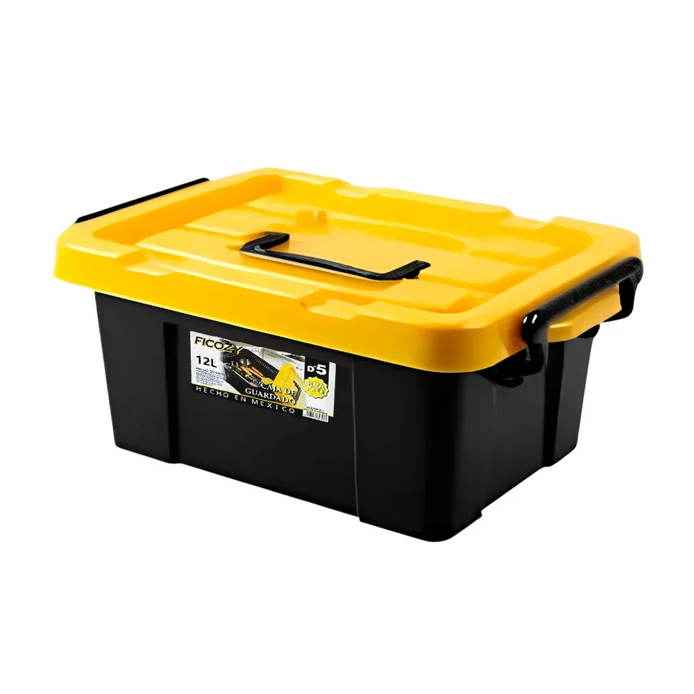 Caja de plástico para almacenamiento, capacidad de 12l, color negro / d5