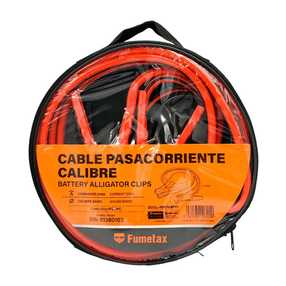 Cable pasa corriente, 3.5m de largo, corriente 200a y calibre 8awg / sw-81380103