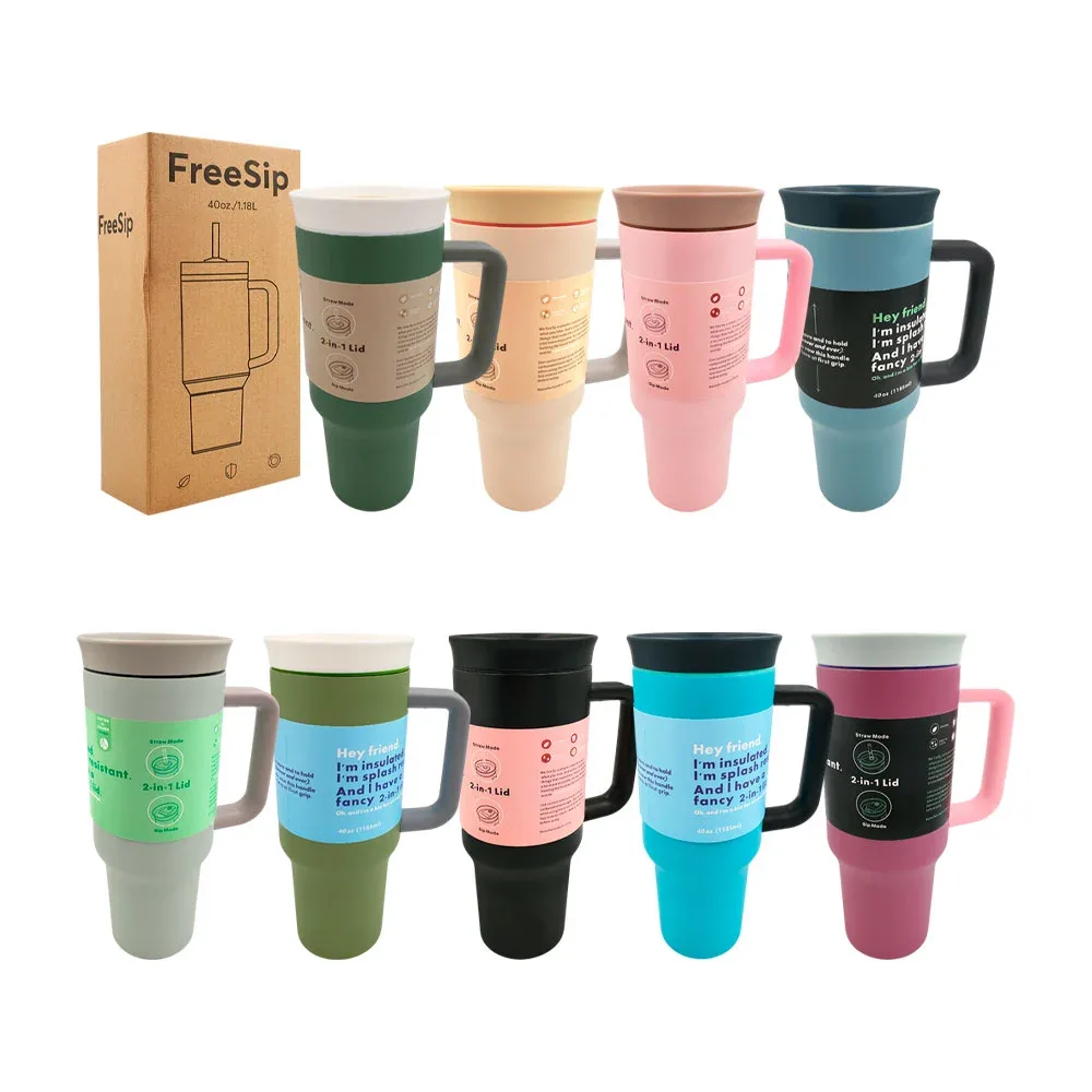 Vaso termo de acero inoxidable, 40oz color liso matte, tapa hermética y asa