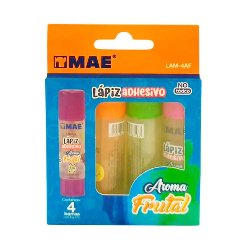 Paquete de 4 pegamentos en barra transparente con aroma a frutas, 8g / lam-4af