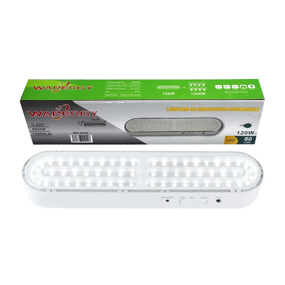 Lámpara de emergencia recargable con 2 modos intercambiables y consumo de 120 watts / 409428