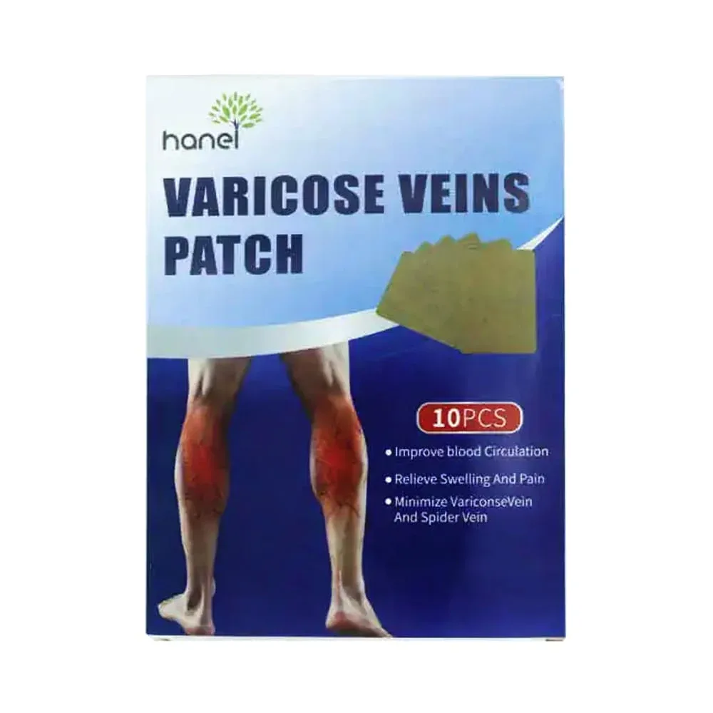 Caja con 10 parches rectangulares hanel para venas varicosas / varicose veins patch / 10139 / gs-629 / hz9339