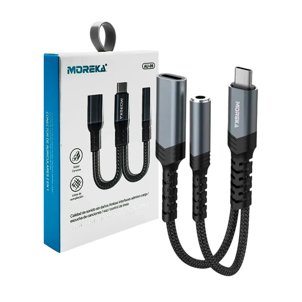 Cable adaptador de auriculares 2 en 1, de tipo c a auxiliar jack 3.5 y tipo c
