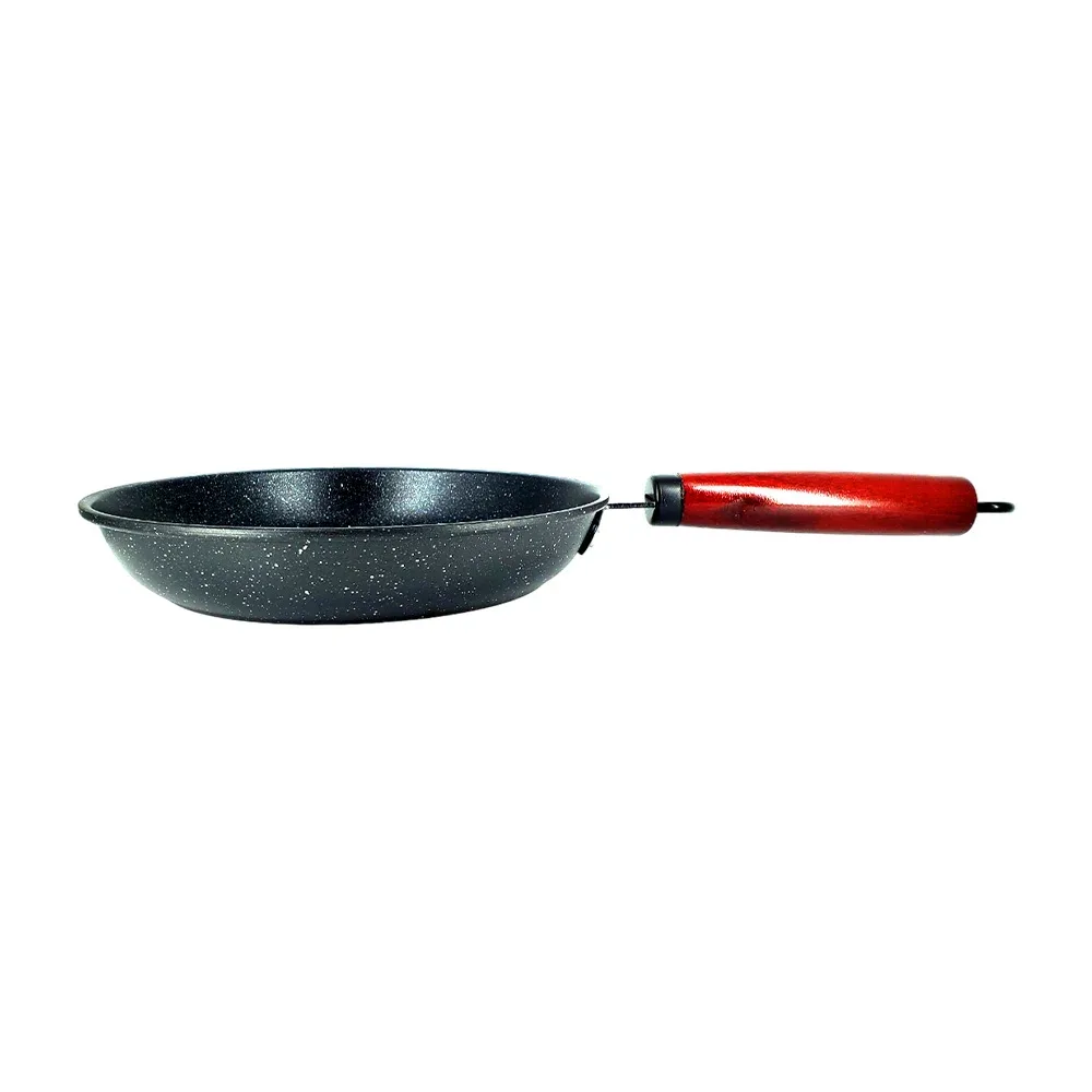 Sartén antiadherente de 26cm con mango de madera y aro para colgar, color negro / stone