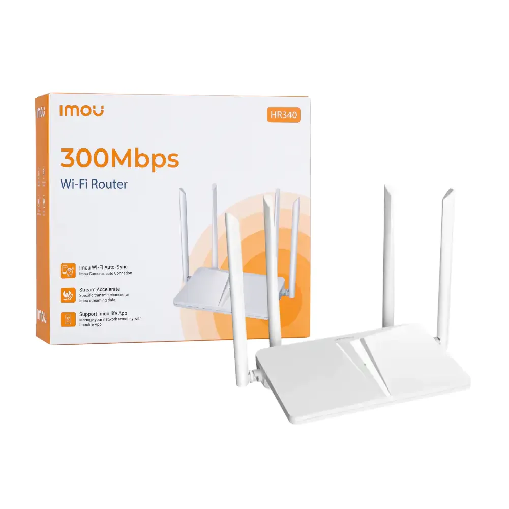 Router imou hr340, 4 antenas, 3 puertos lan, hasta 300 mbps, sincronización cámaras ip / nic-5137