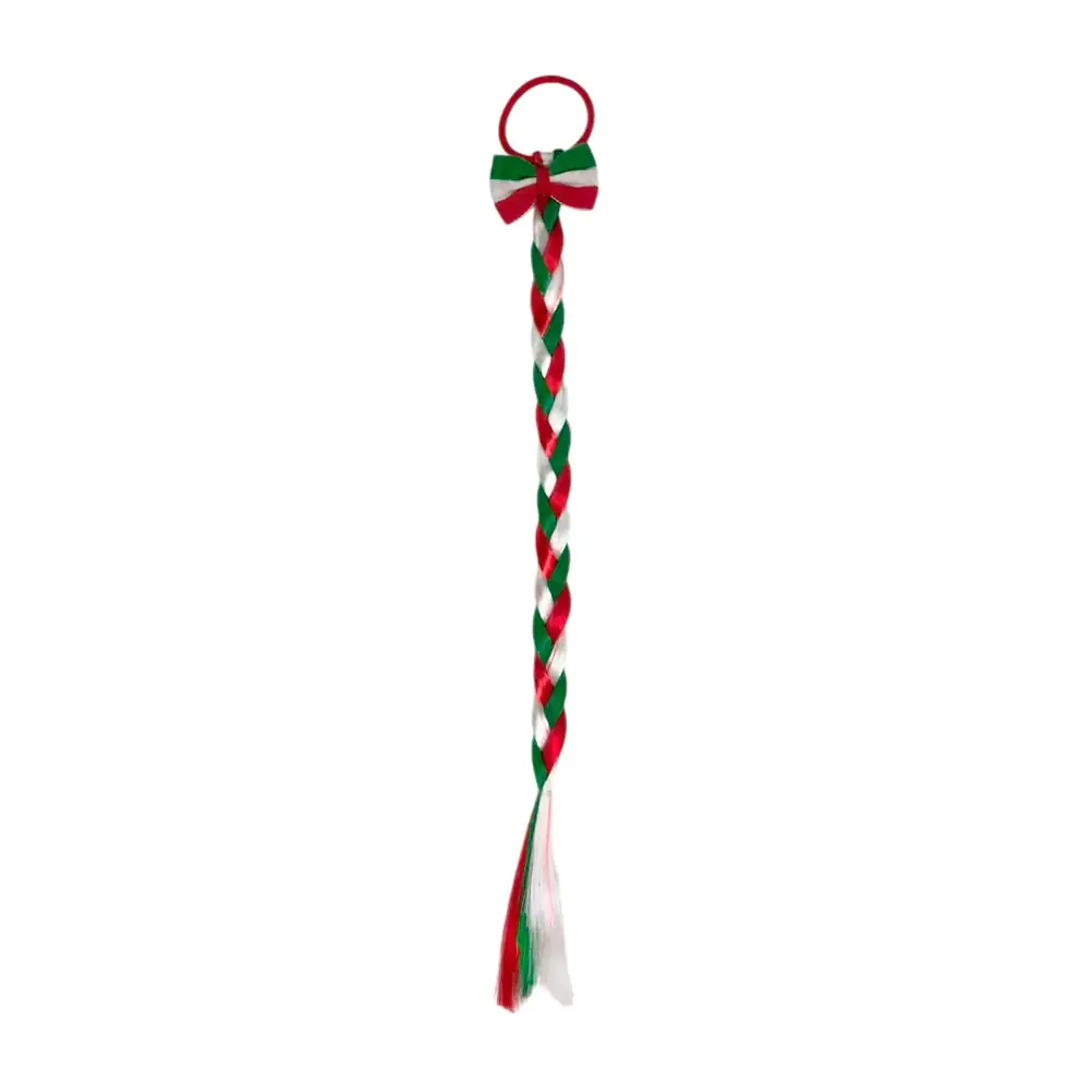 Trenza delgada tricolor con moño + liga para el cabello, 40cm