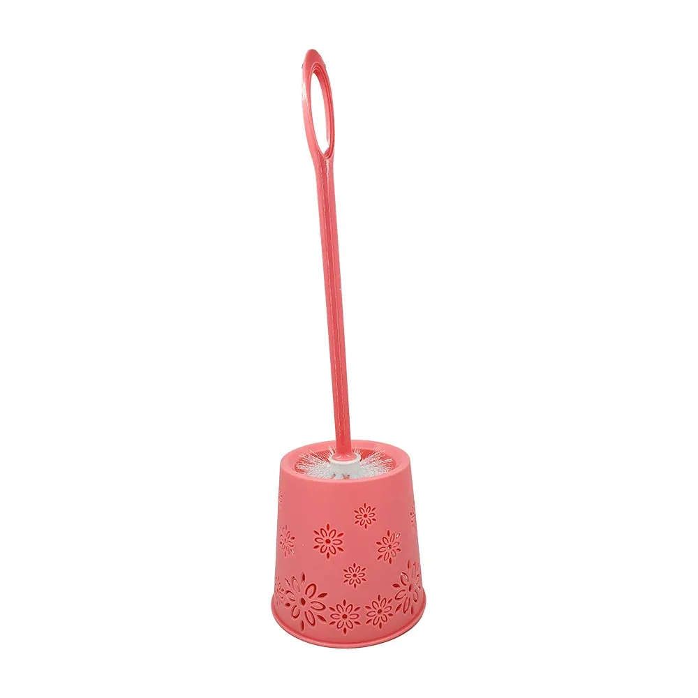 Cepillo para lavar el baño + base circular de plástico y diseño de flores, 45cm, variedad de colores / 2003