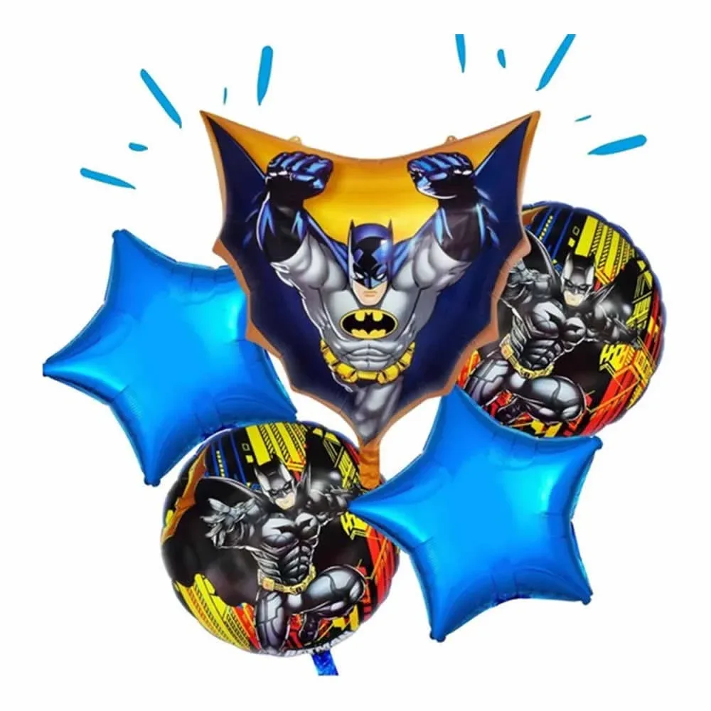 Paquete con 5 globos metálicos diseño temático de batman, variedad de diseños / tz-k5120 / zhsq-75 / li-22