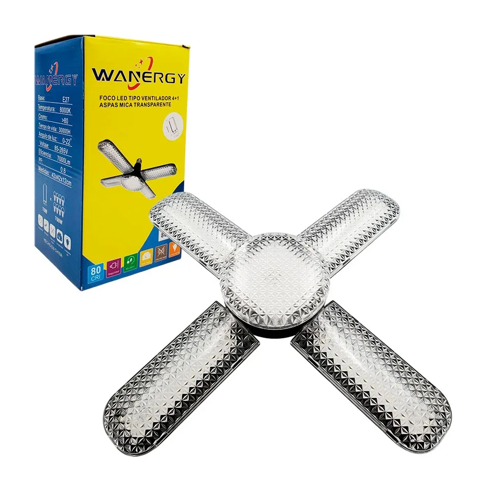 Foco led wanergy plegable en forma de ventilador de 4 aspas de 70w / 60645