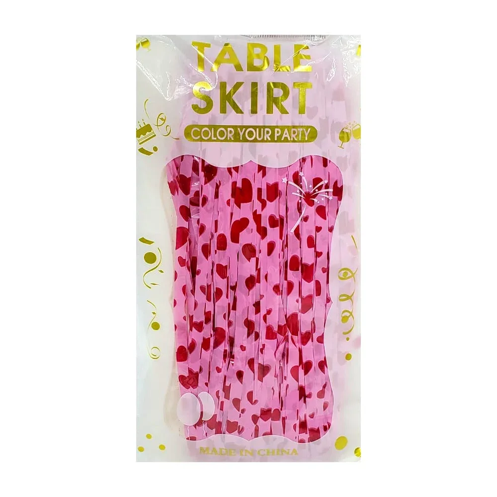 1pza Cortina de tiras para decoración de fiestas con diseño de corazones, variedad de colores / table skirt color your party