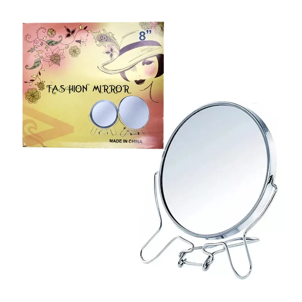 Espejo redondo de doble aumento con base metálica de 8 pulgadas fashion mirror / 11274