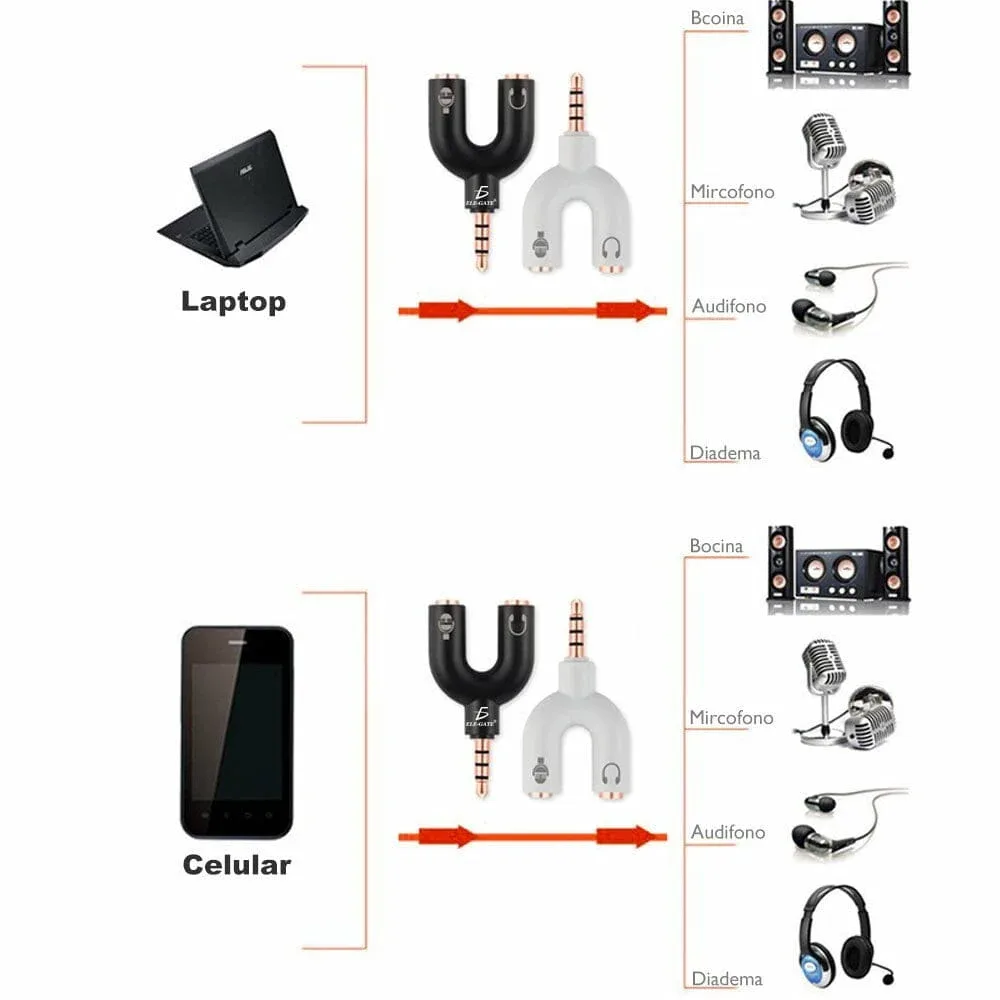 Divisor audio estéreo 3.5mm para celular