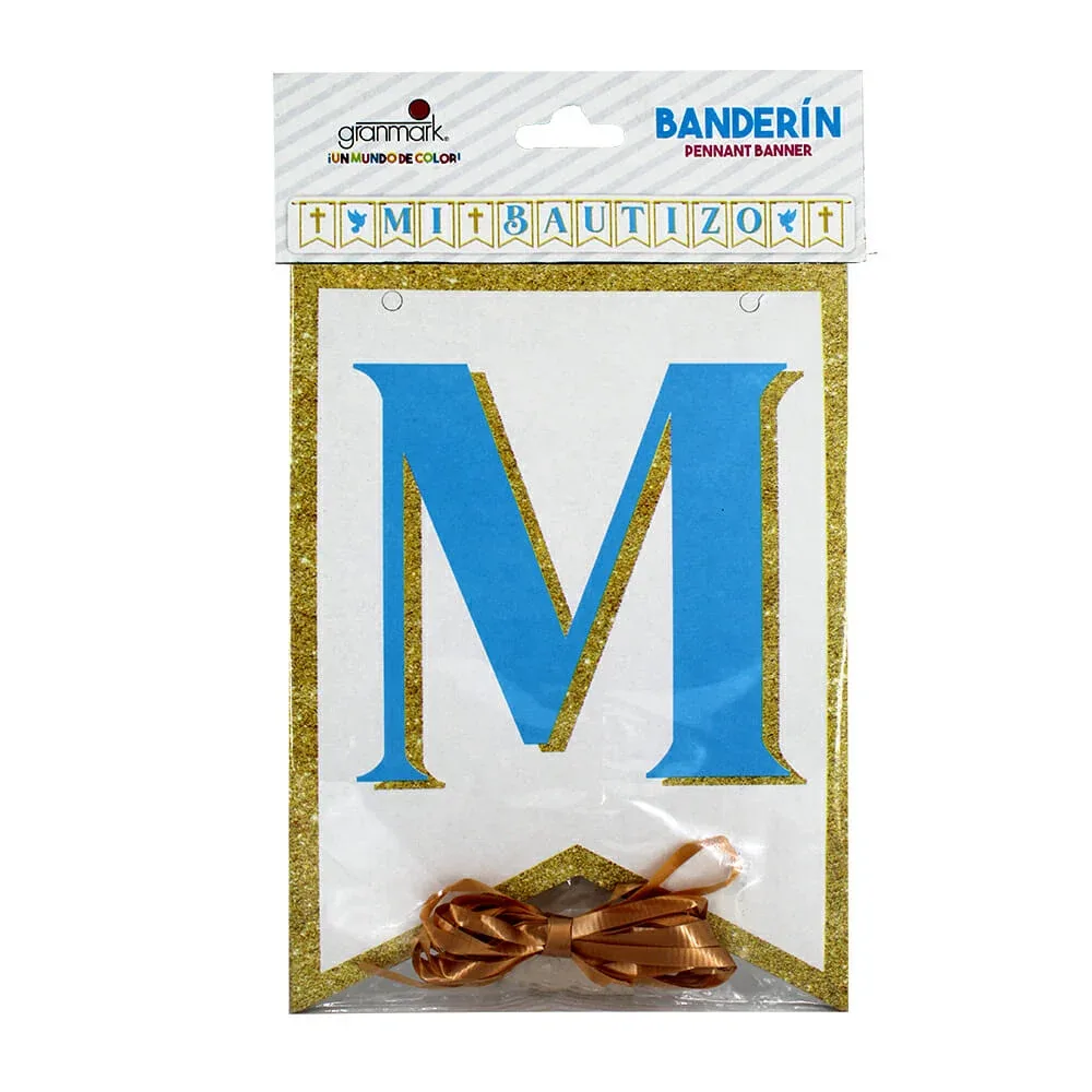 banderín de bautizo brilloso