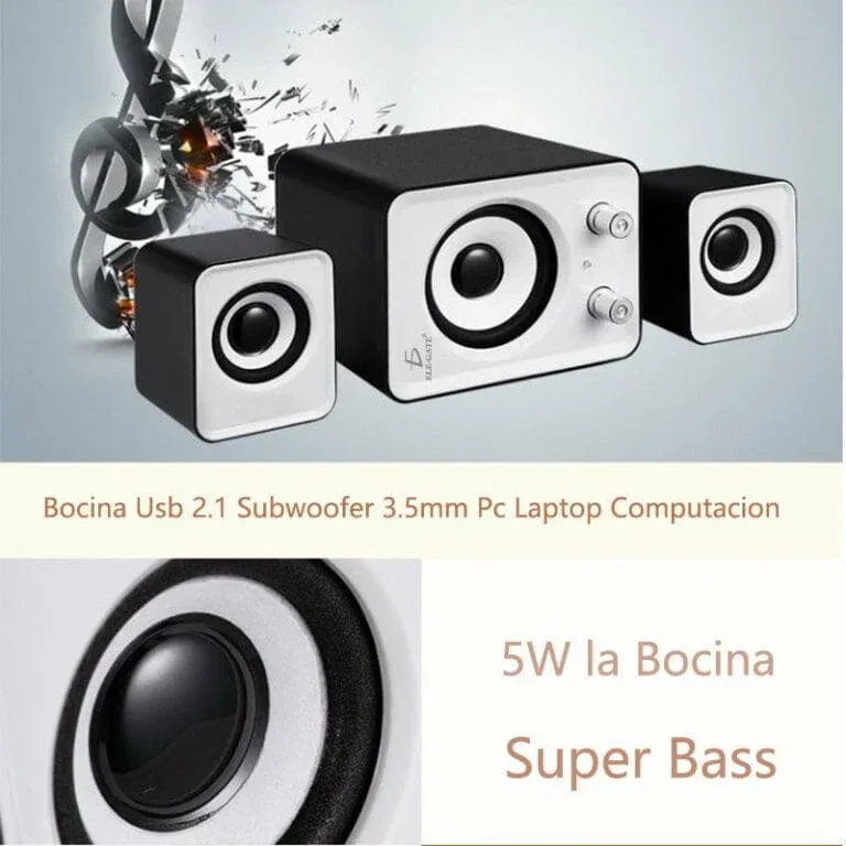 Bocina para computadora con usb 2.1 y subwoofer