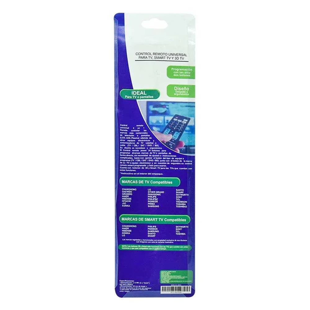 control remoto, control universal lado frente