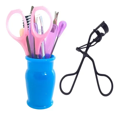 Set Maquillaje Enchinador Pinzas Tijeras Aplicadores Manicur