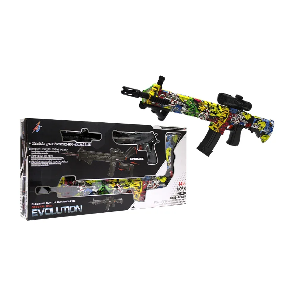Juego de 2 armas de juguete con rifle y pistola, balas de cristal, accesorios, ensamblables y diseño grafiti / upgrate / 308c-a/y