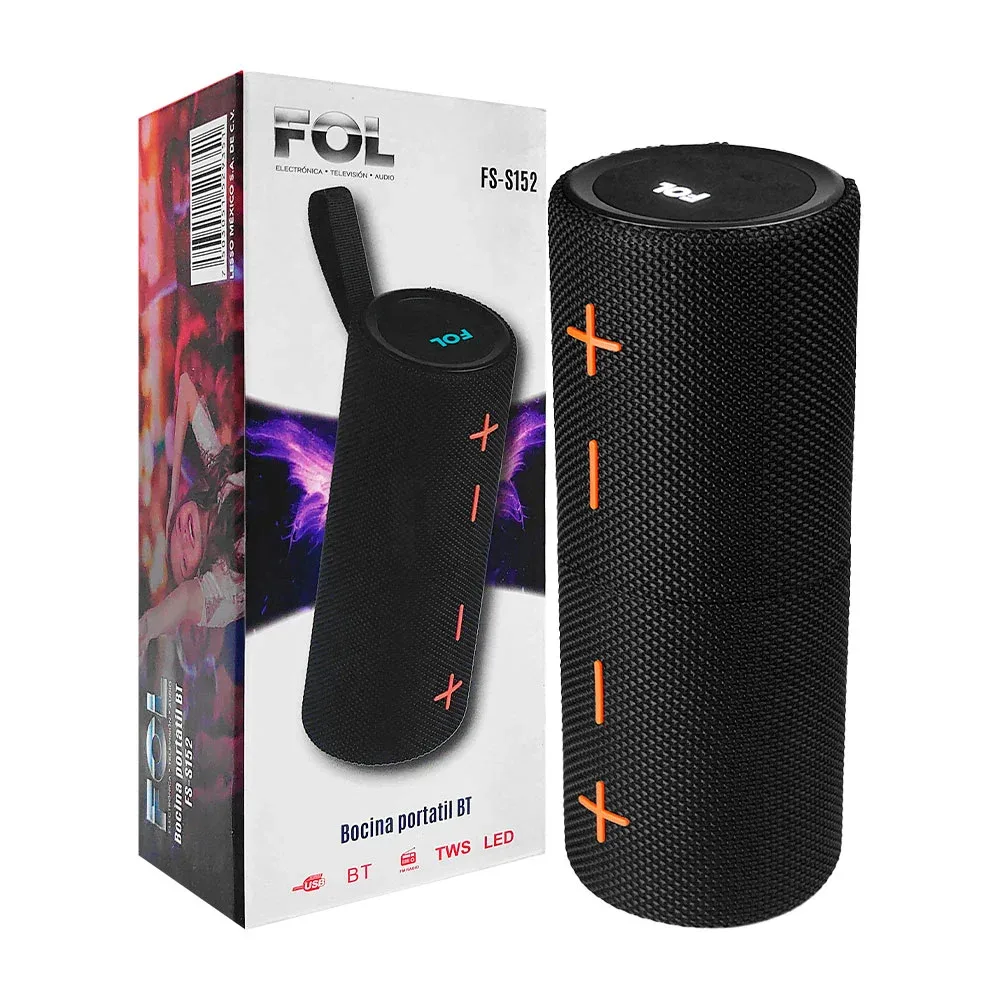Bocina desmontable cilíndrica pequeña portátil con conexión bluetooth, doble entrada usb, tf, sonido 360, luz led