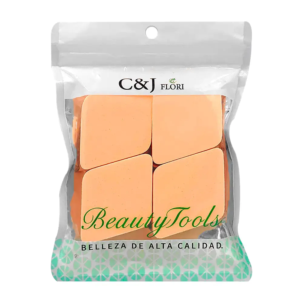 Paquete c&j flori con 4 esponjas aplicadoras de maquillaje en forma de rombo