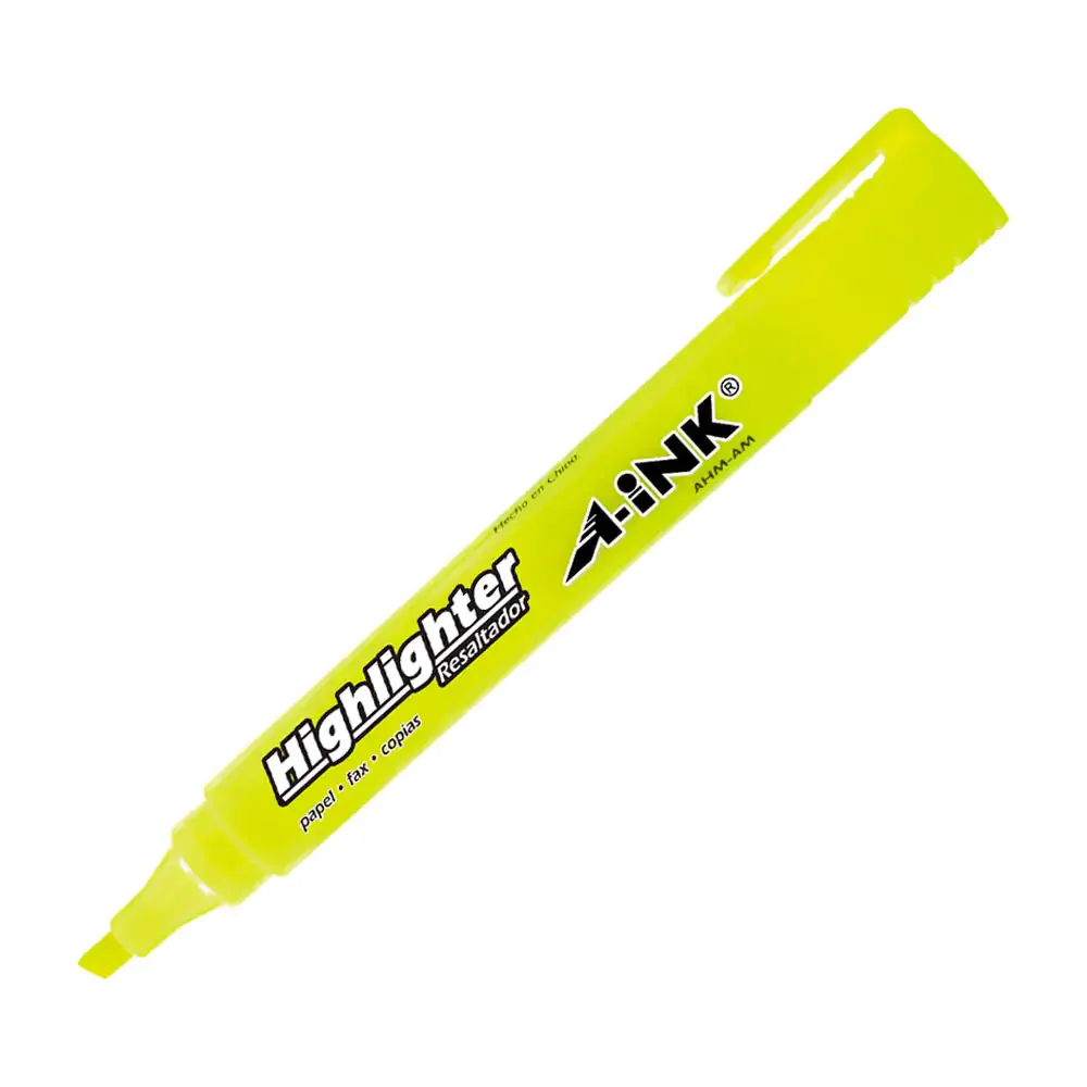 1pz resaltador con punta cincel color amarillo / highlighter / ahm-am