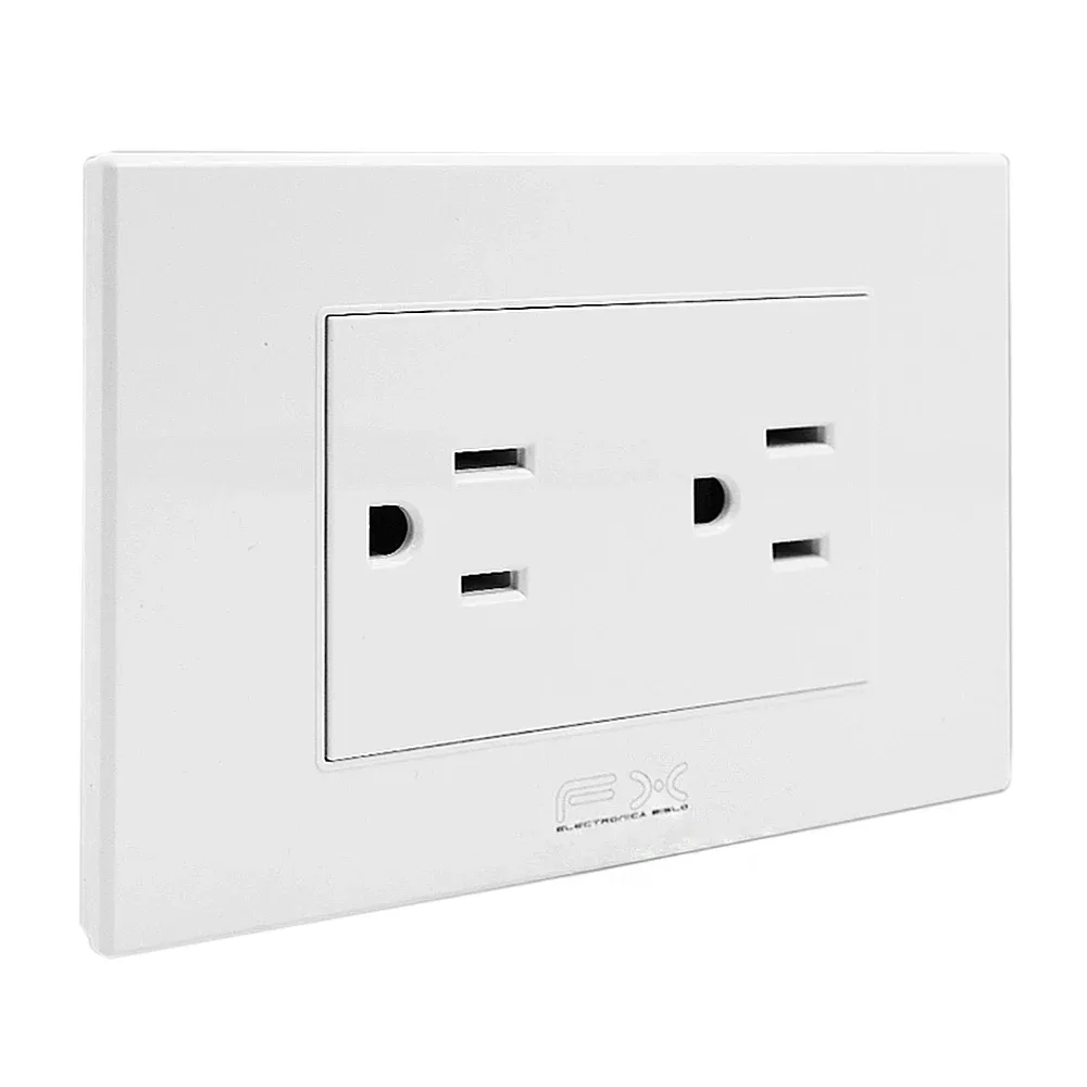 Placa enchufe para pared con 2 contactos trifásicos, color blanco / sw-13