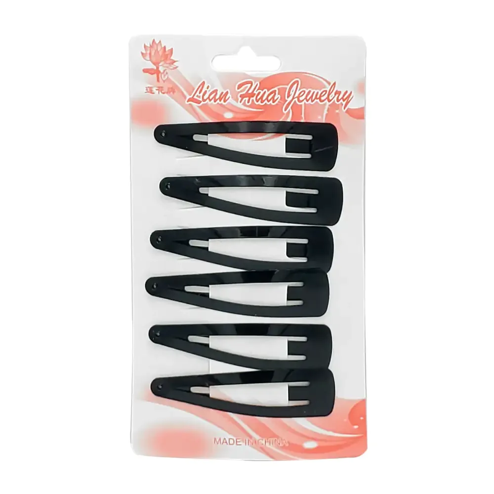 Planilla con 6 broches - pasadores medianos en color negro para el cabello