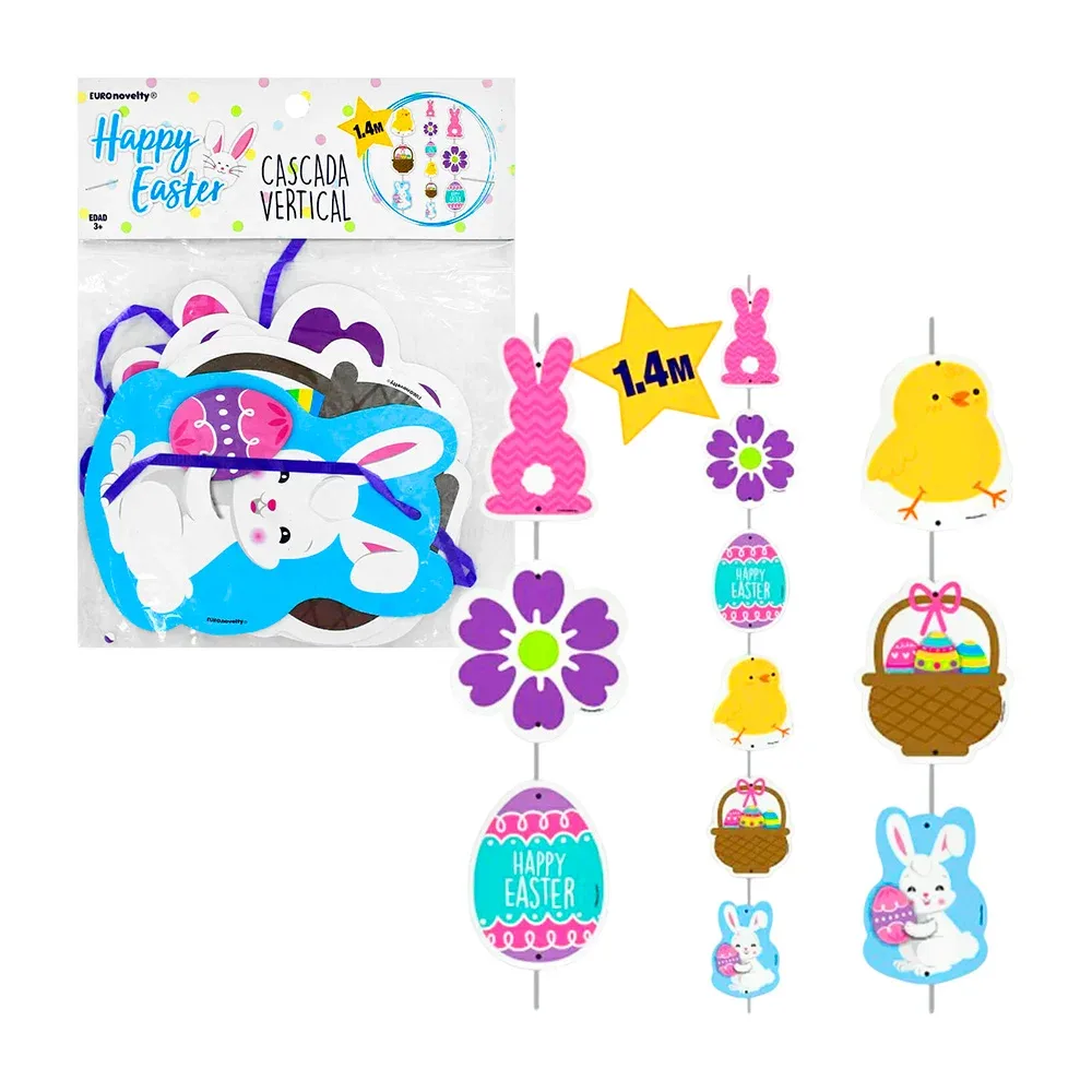 Cascada vertical euro novelty de 1.4 metros con 6 figuras temáticas de pascua / deavpc